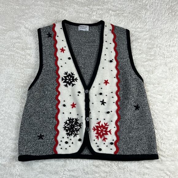 Vintage Napa Valley Petites snowflake sweater vest, size Large - Picture 1 of 6